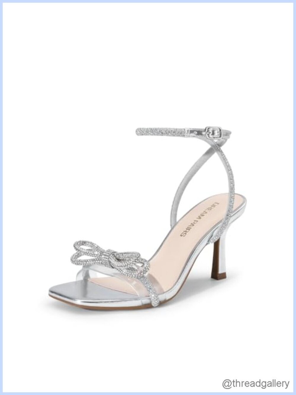 Rhinestone Ankle Strap Low Heel Sandals Square Toe Stiletto Heel Wedding Party